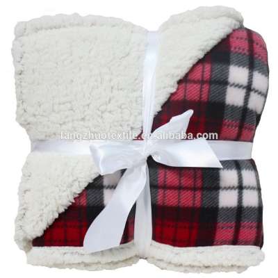 wholesale 100% polyester soft luxury polar sherpa  brush fleece blanket double bed